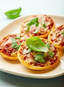 Mini pizzas servidas