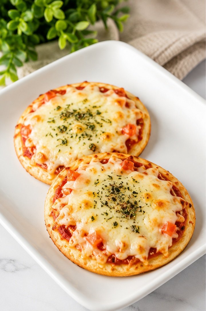 Mini pizzas de queijo com molho de tomate e ervas